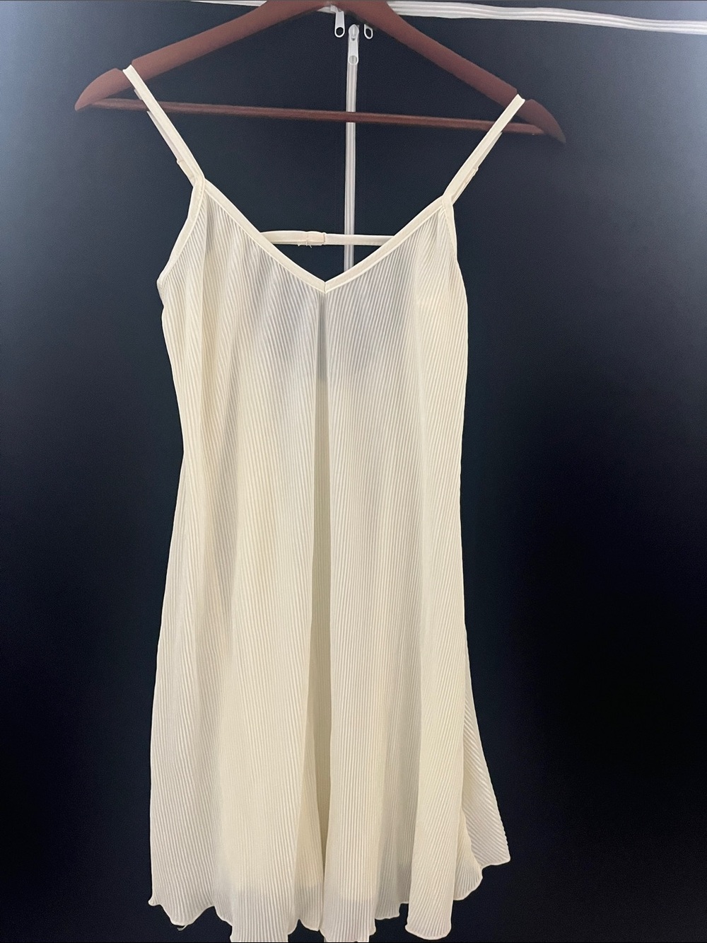 SHEIN Cream Pleated Slip Mini Dress